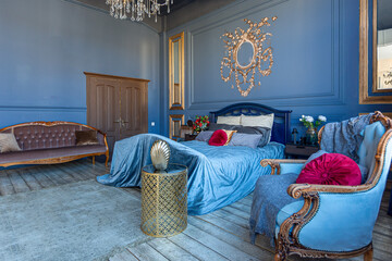luxury posh bed room interior in