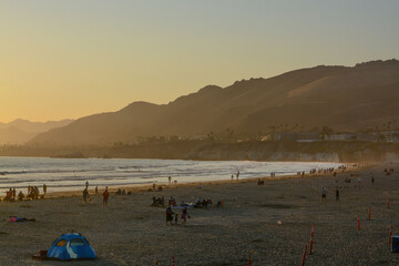 Sunset over Pismo Beach on the Pacific Ocean in San Luis Obispo County, California