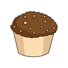 Isolated muffin with chocolate chips Vector illustration
