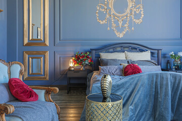 luxury posh bed room interior in