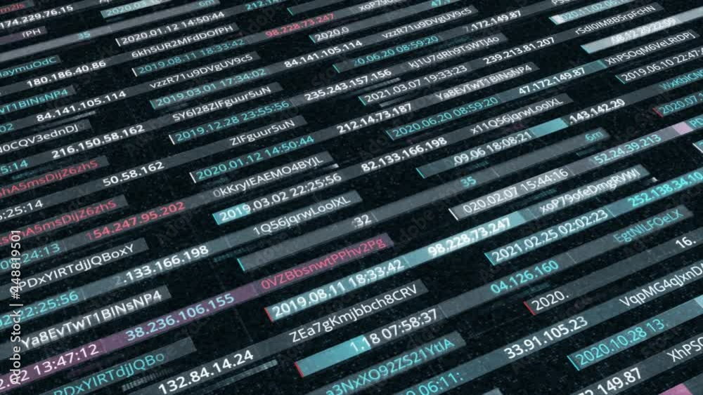 Aufkleber computer security concept with random code and password text. animation. moving parallel horizontal 