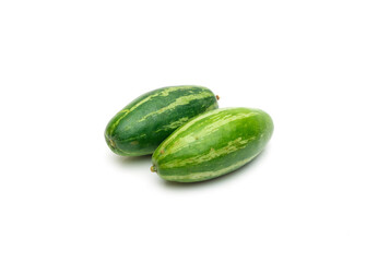 Two organic pointed gourd vegetable on isolated white background