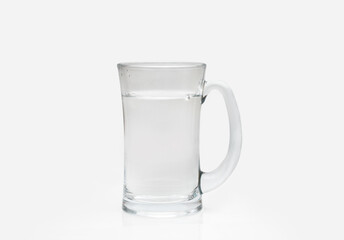 Transparent glass with full of water on isolated white background