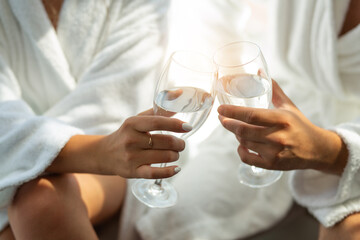 glasses of champagne in the hands of people 