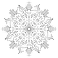 Leaf Flower Petal Coloring Mandala Art Simple Graphic Shape Vector Floral Oriental Outline Vintage Decorative Elements Pattern Illustration Islam Arabic Indian Turkish Mystic Religion Morals Lotus