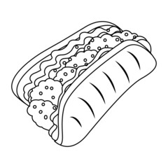 Isolated taco with cheese, tomato, meal and lettuce Vector