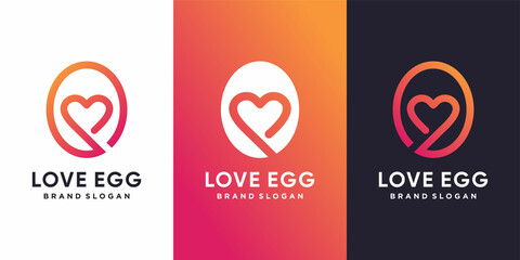 Love egg logo template with modern line art concept Premium Vector