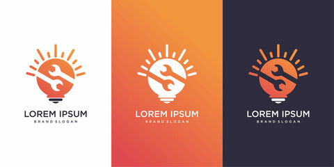 Naklejka premium Smart idea logo template with modern concept Premium Vector