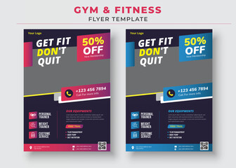 Get fit dont quit gym flyer, Gym Fitness Flyer Template