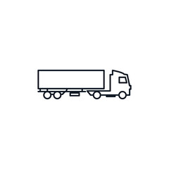 Semi-trailer truck thin line icon stock illustration.