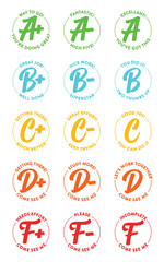 School Grading, Grading Stamp, Test Results, Teacher Grading Stamp, High School Grading System, Vector Illustration Background