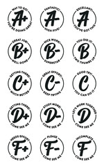 School Grading, Grading Stamp, Test Results, Teacher Grading Stamp, High School Grading System, Vector Illustration Background