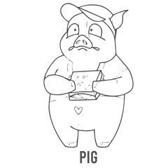 Coloring page for preschool children. Learn numbers for kindergartens and schools. Educational game. Vector illustration