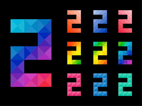 Set of colorful Number 2 with 3d concept art design. Good for web, app, or project element. Vector illustration.