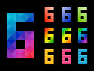Set of colorful Number 6 with 3d concept art design. Good for web, app, or project element. Vector illustration.