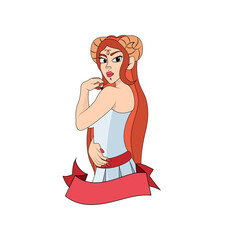 Isolated aries female cartoon zodiac sign Vector