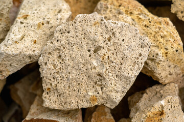 Yellow Porous Tuff Stones Background