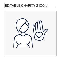 Abortion charities line icon.Advocating and caring for women to end pregnancy.Pregnancy-related problem. Charity concept. Isolated vector illustration. Editable stroke