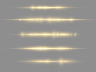 Horizontal light ray, flash yellow horizontal line
