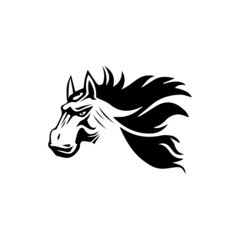 Horse Tribal Tattoo Horse Head Logo. Design Vector Animal Template Element