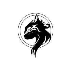 Cat Tribal Tattoo Logo, Design Vector Animals Template Element