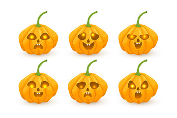Funny halloween pumpkins set