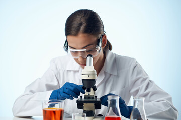 woman scientist laboratory chemistry and biotechnology research