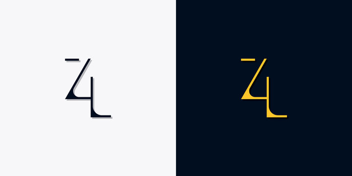 Minimalist abstract initial letters ZL logo.