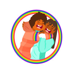 Happy homosexual couple with lgbt rainbow colors Vector