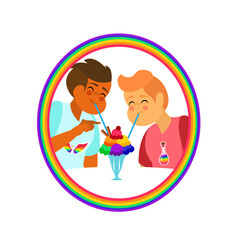 Happy homosexual couple with lgbt rainbow colors Vector