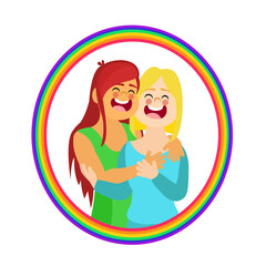 Happy homosexual couple with lgbt rainbow colors Vector