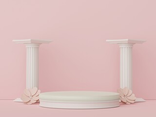 3d render display podium for product and cosmetic presentation. Minimal scene for advertising. Abstract clean background for web banner and mock up. simple geometric shapes.