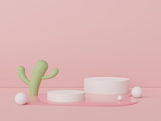 3d render display podium for product and cosmetic presentation. Minimal scene for advertising. Abstract clean background for web banner and mock up. simple geometric shapes.
