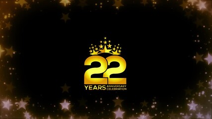 To celebrate anniversary greeting, invitation  Friendly party,  22  Years Anniversary Gold Color Logo Videos