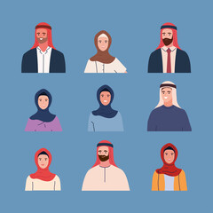 set of people muslim in traditional outfit