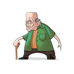 Nice little white old man with a walking stick
