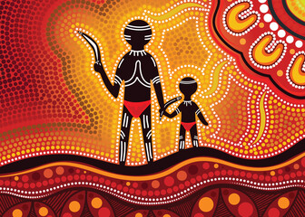Father and son aboriginal dot artwork