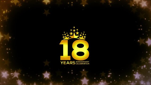 To celebrate anniversary greeting, invitation  Friendly party,   18 Years Anniversary Gold Color Logo Videos
