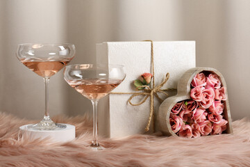 Glasses with rose wine