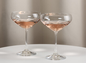 Glasses with rose wine