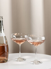 Glasses with rose wine