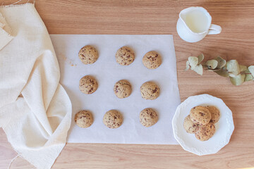 Delicious handmade cookies on a wooden table