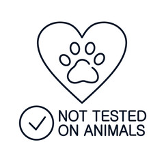 Not tested on animals. Pet welfare concept. Vector icon isolated on white background.