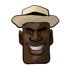 Face of handsome black man smiling wearing a hat