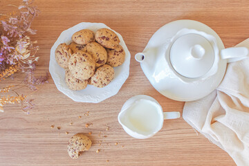 Delicious handmade cookies on a wooden table
