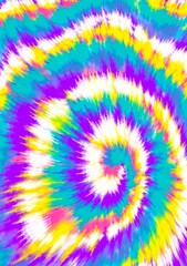 Vibrant rainbow tie dye hand draw abstract background. Illustration wallpaper. Girly style. Pastel backdrop