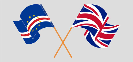Crossed and waving flags of Cape Verde and the UK