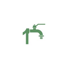 Faucet icon with number 1 logo design vector