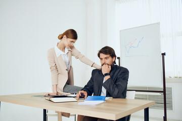 work colleagues desktop office communication officials