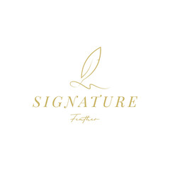 Fototapeta na wymiar Quill Feather Pen, Minimalist Signature Handwriting logo design vector